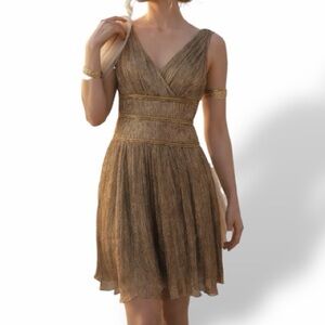 Dusk Bronze Metallic Fit & Flare Dress Women’s 10 Goddesscore Romantic Etherial